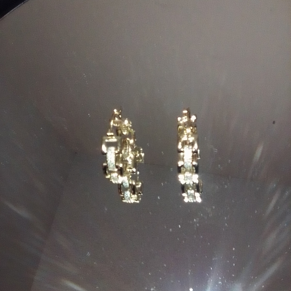 Gold and Silver Crystal Hoop Earrings - Picture 1 of 3